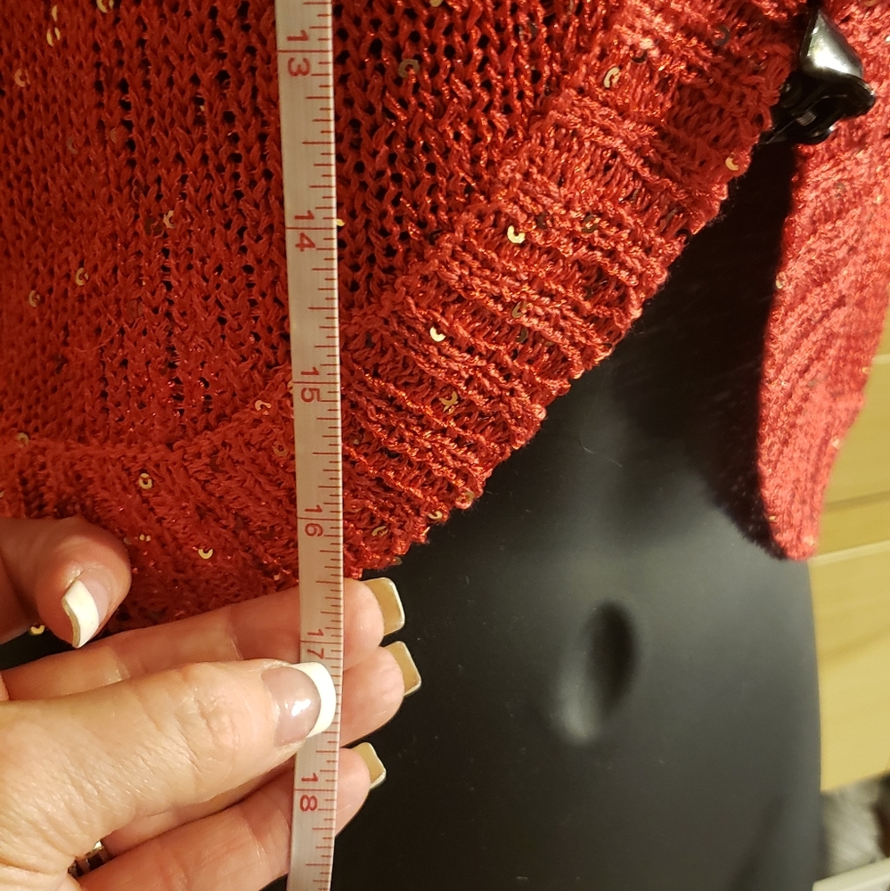 Orange glitter open sweater cardigan - Picture 6 of 10